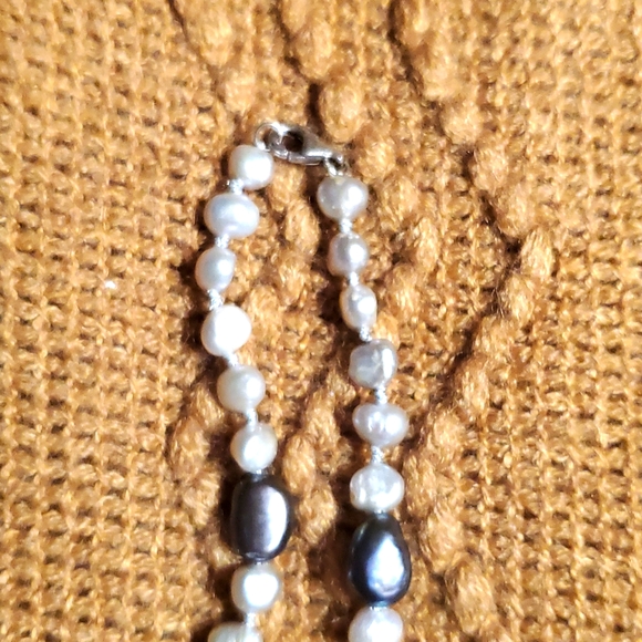35" pearl and smokey quartz necklace - Picture 2 of 3